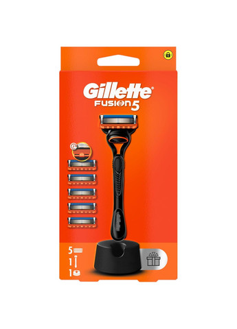 Станок для гоління чоловічий Fusion5 з 5 змінними картриджами + підставка Gillette 8700216356794 (328394254)