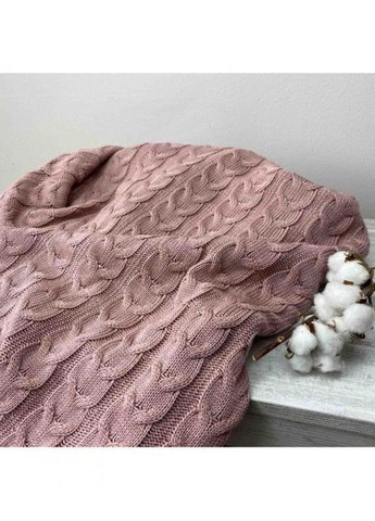 Вязаное покрывало Глория косы Пепел розы 190х220 см Пудровый (3057) Прованс (367108660)