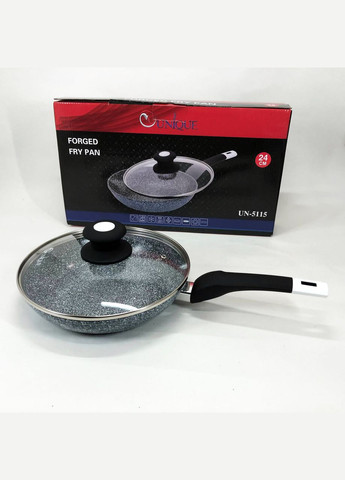 Сковорода UN-5115-24 см із кришкою/граніт світлий Unique (364663700)