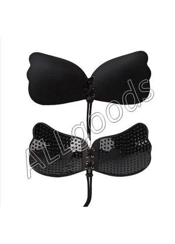 Чёрный бюстгальтер силиконовый бабочка на шнуровке лиф невидимка размер чаша а A.G.