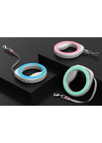 Поводок-рулетка для собак R-leash, круглая, XS-M, до 40 кг, 2,9 м, светоотражающая лента салатовый WAUDOG (364750646)