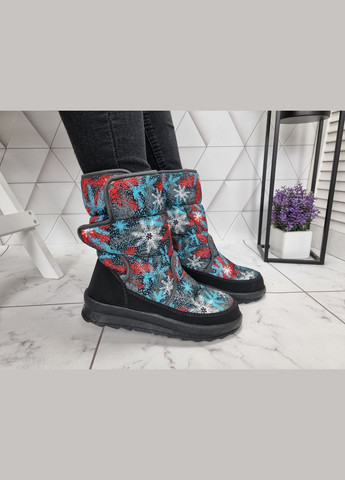 Дутики чоботи зимові з яскравими сніжинками на липучці (24 см) sp-2854 No Brand (289728645)