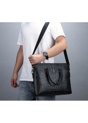 Чоловічий діловий портфель під рептилію Крокодил для документів формату А4 шкіряний Eton (363021860)