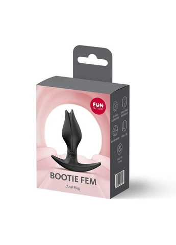 Анальная пробка BOOTIE FEM Black, в виде бутона, диаметр 2,9 см, тонкий ограничитель Fun Factory (387889013)