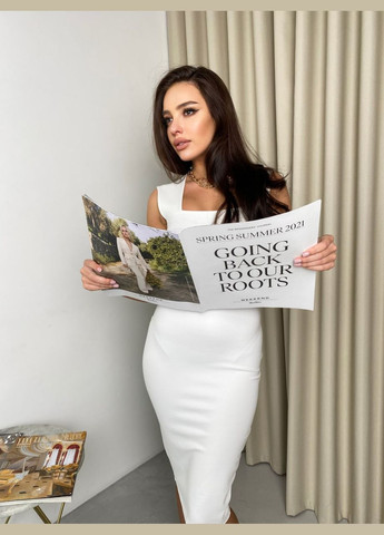 Белое праздничный, повседневный, кэжуал, коктейльное базовая сузня из итальянского джерси силуэтная Україна