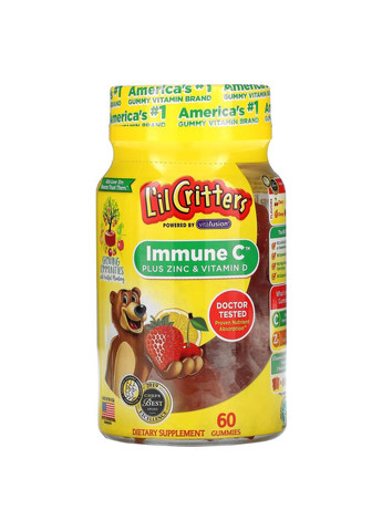 Витамин С Цинк и Витамин Д3 для детей Immune C Zinc D3 для иммунитета 60 жевательных таблеток L'il Critters (290704928)