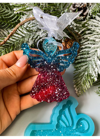 Молд кристалічний Янгол із широкими прорізами форма для новорічних іграшок на ялинку силіконова форма для епоксидної смоли No Brand (370566923)