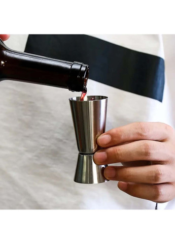 Джигер мірна склянка 50/25 мл для бармена з нержавіючої сталі, мірник для бару Kitchen Master (350884003)