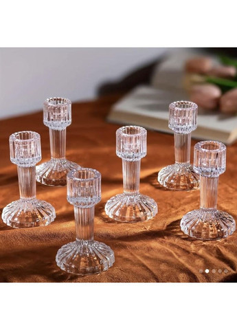 Стеклянный подсвечник на ножке, прозрачный, универсальный декор (11 см) No Brand (361977195)