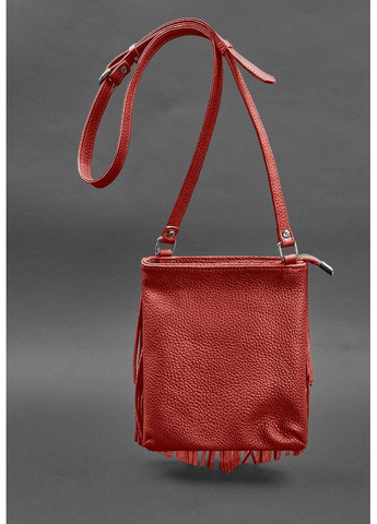 Шкіряна жіноча сумка з бахромою міні-кроссбоді Fleco червона BlankNote кросс-боди (348359378)