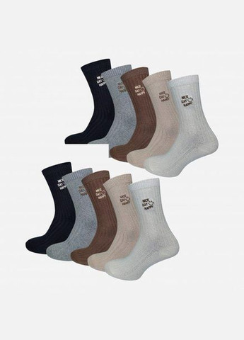 Набір жіночих шкарпеток високих бавовняних Лана Nise Day Happy 10 пар Асорті No Brand (278369143)