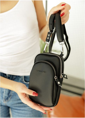 Жіноча сумка для телефону з екошкіри Чорна (963019311) Sambag (361244901)