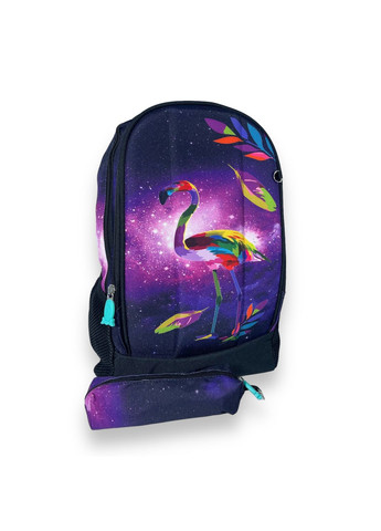 Школьный рюкзак +пенал, полукаркасный, два отделения, размер 37*27*15см, фиолетовый из фламинго ZhiHuiShenTong (285814722)