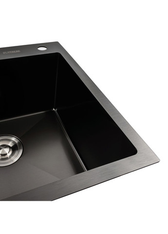 Кухонная мойка черная PVD 78*48 R Handmade (два отверстия, круглый сифон 3,0/0,8) Platinum (291016245)
