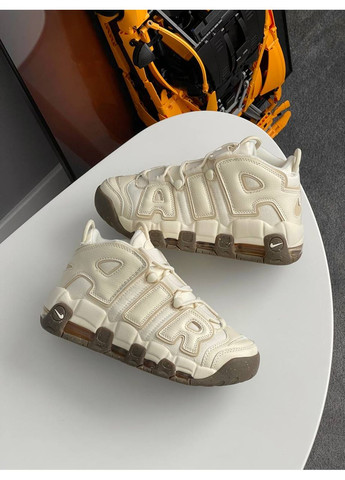 Бежевые демисезонные кроссовки мужские и женские nike air more uptempo | найк аир мор уптемпо бежевые No Brand