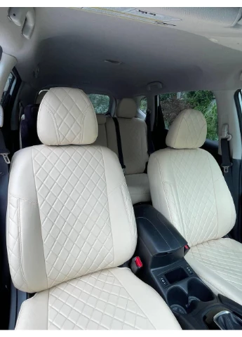 Авточехлы Jeep Cherokee KL 2013-2018 (Экокожа + Автоткань) Чехлы в салон Бежевые EMC-ELEGANT EMC ELEGANT (398182903)