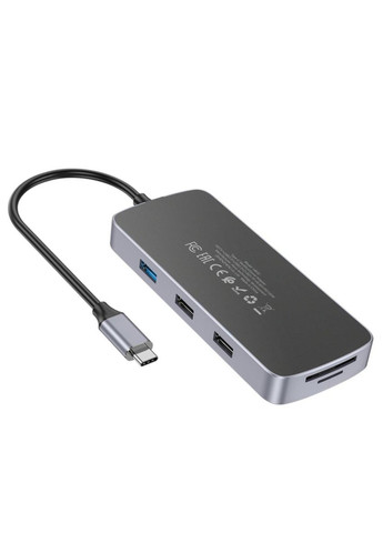 Кабель-перехiдник HB32 Season Type-C 8-in-1 multi-function converter Metal Gray Hoco (355412600)