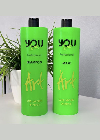 Набор для поврежденных волос Art Collagen Active с коллагеном (шампунь и маска), 1000 мл You look Professional (297922912)
