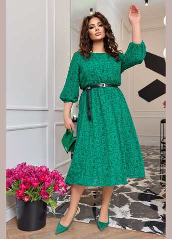 Зелена повсякденний ніжна сукня дзвін No Brand з квітковим принтом