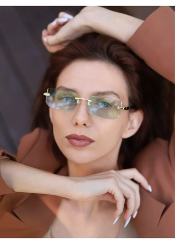 Солнцезащитные очки унисекс без оправы Trend зеленые с золотом No Brand (307183740)