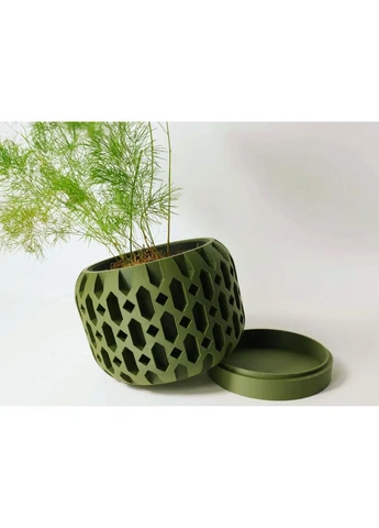 Квітковий горщик 3d Geolux Premium круглий 19 x 12.5 cm, Колір Зелений 3D Lux Studio (389600202)