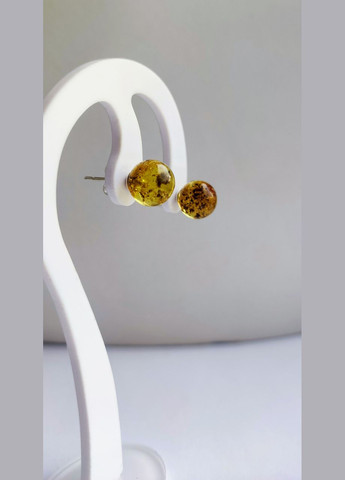 Сережки 2554 "гвоздики" з натурального бурштину з вкрапленнями срібло MINOV (311310507)