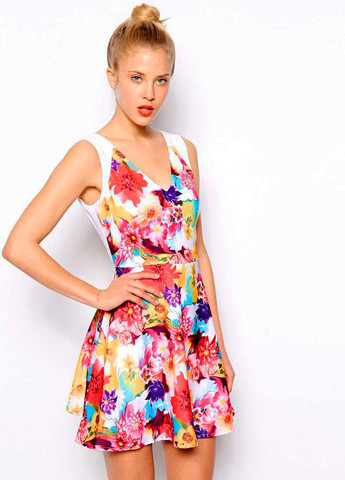 Комбинированное кэжуал, повседневный, коктейльное цветастое мини платье бэби долл Oasis с цветочным принтом