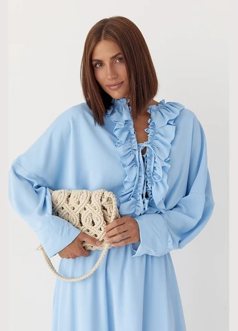 Костюм с рюшами из юбки и блузы цвет, S (есть размеры) No Brand (386406210)