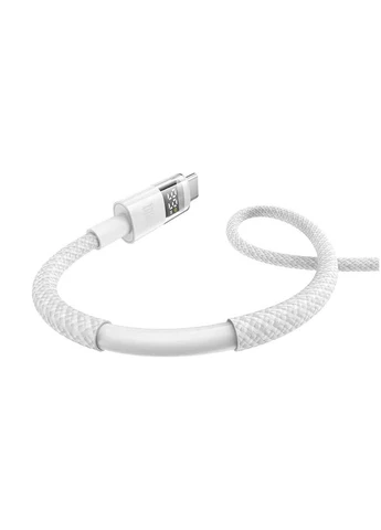 Кабель USB-A to USB-C 100W 2 м текстильний обплетення швидкий зарядний пристрій білий Baseus (370167122)