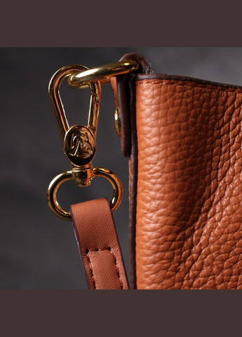 Невелика сумка жіноча з автономною косметичкою всередині з натуральної шкіри 22366 Коричнева Vintage (298567065)