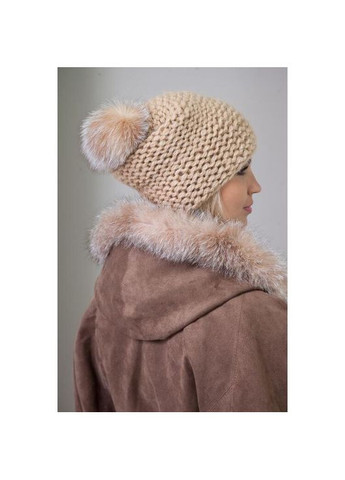 Шапка в'язана з хутряним помпоном (SC40122) Shlyapka (296264817)