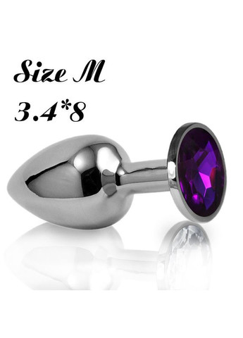 Анальна втулка M з фіолетовим стразом і лубрикантом Середня No Brand (340914876)