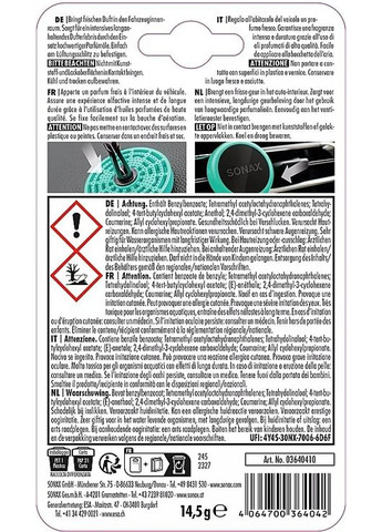 Ароматизатор на дефлектор авто Ocean Fresh Air Freshener 14.5g (1407556-25928873) Sonax (365800546)