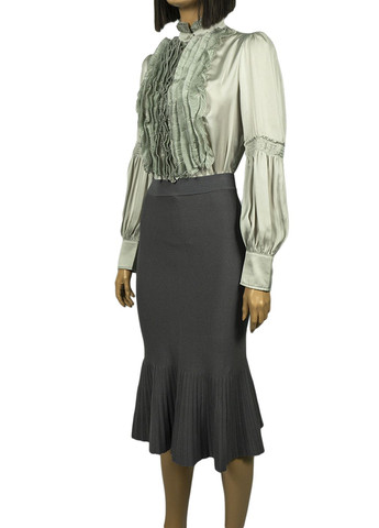 Салатовая демисезонная женская блуза с жабо lw-906003 салатовый Lowett