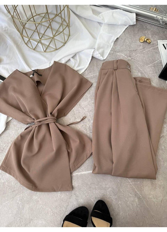 Костюм 2–ка з костюмки, з жилеткою та широкими штанами мод ЛКК-202, мокко, 50-52 No Brand (355469744)