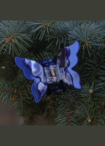 Заколка крабик для волос Бабочка перламутровая синяя 59х79мм No Brand заколка (301425209)