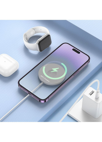 Бездротовий зарядний пристрій CW50 Fast 3-in-1 magnetic 5W-7.5W-10W-15W (Magsafe 7.5W) Hoco (353497629)