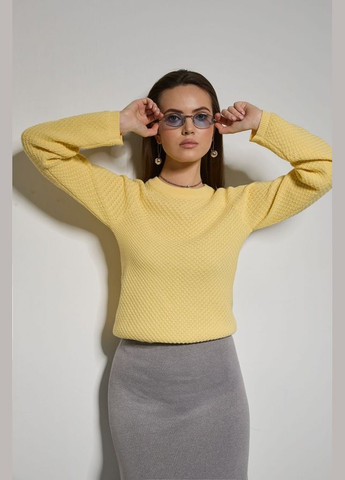 Светло-желтый демисезонный джемпер с нежным узором из натуральной пряжи (2731) Triko Bakh