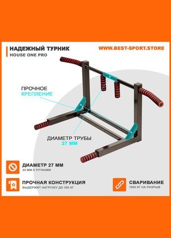 Турник брусья настенный для дома House One Pro 3 в 1 Triton (346531864)