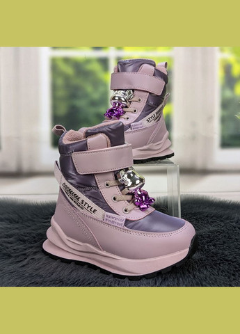 Лиловые повседневные зимние ботинки дутики зимние детские для девочки Tom.M