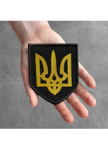 Шеврон на липучке Герб Украины Тризуб 8х10 см вышитый патч нашивка IDEIA (386250565)