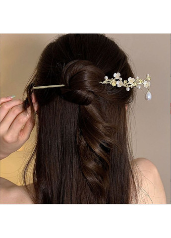 Паличка-шпилька для волосся Літні квіти в чорній подарунковій коробці золотиста No Brand (362135505)