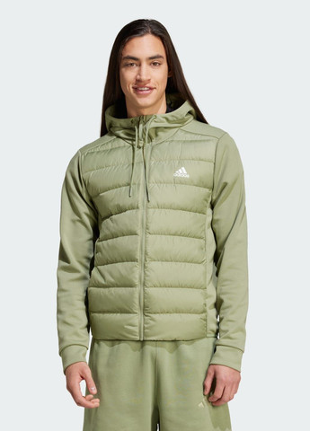 Зелена демісезонна куртка essentials hybrid down adidas