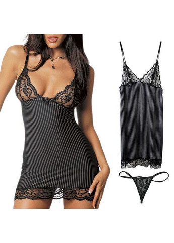 Коротенький пеньюар з трусиками - XS/S - Еротична білизна чорний No Brand (366667587)