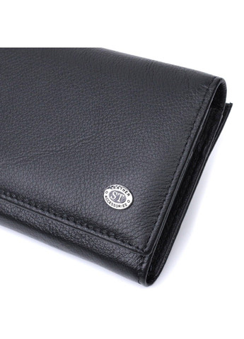 Добротне жіноче портмоне з кишенею для монет із натуральної шкіри 22691 Чорний st leather (298111843)