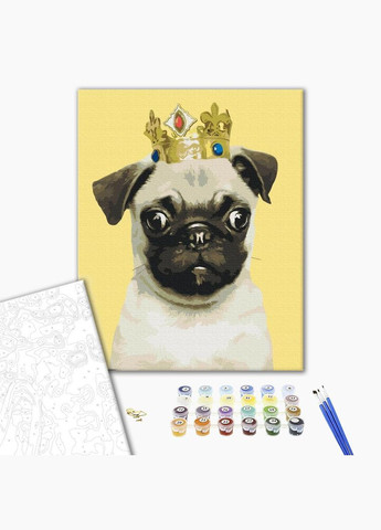 Картина за номерами Тварини Коронований мопс Набір для розпису розмальовка 40х50см BS52654 Brushme (308987889)