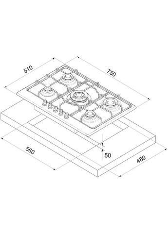 Варочная поверхность HA750VGTX Freggia (326800629)