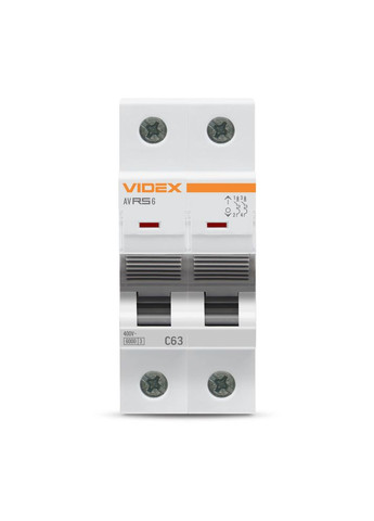 Автоматический выключатель RS6 2п 63А С 6кА RESIST (VFRS6-AV2C63) Videx (282312779)