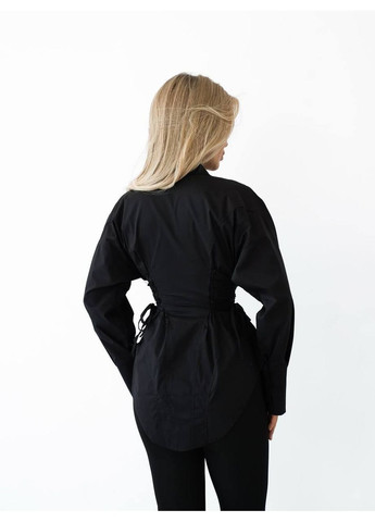 Черная кэжуал рубашка MonCher с длинным рукавом