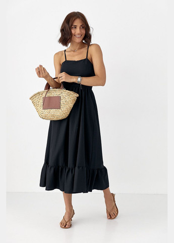 Летний женский сарафан на бретелях с воланом Lurex